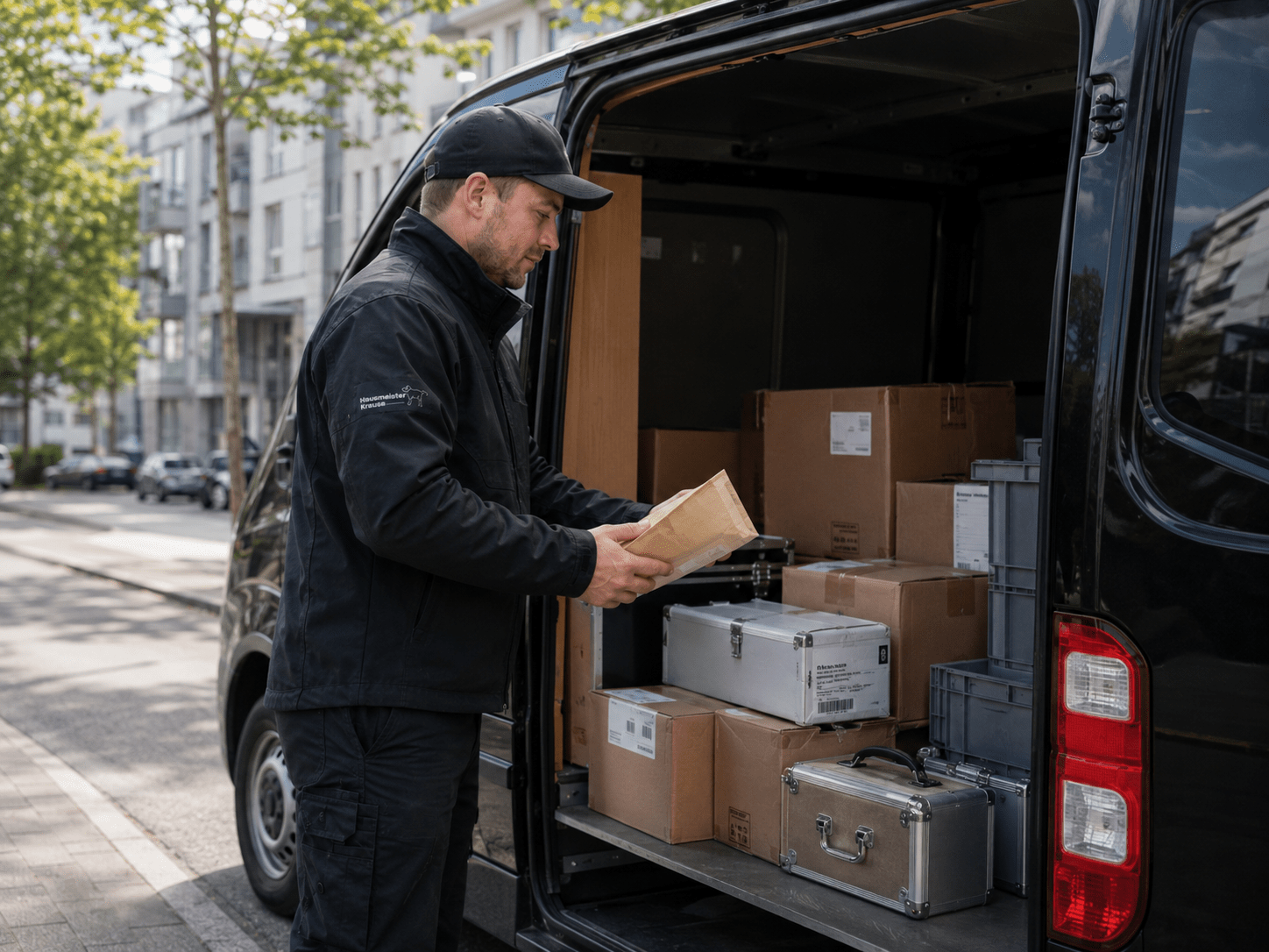 Kurierfahrer bestätigt die Übergabe einer Sendung nach vereinbartem Verfahren