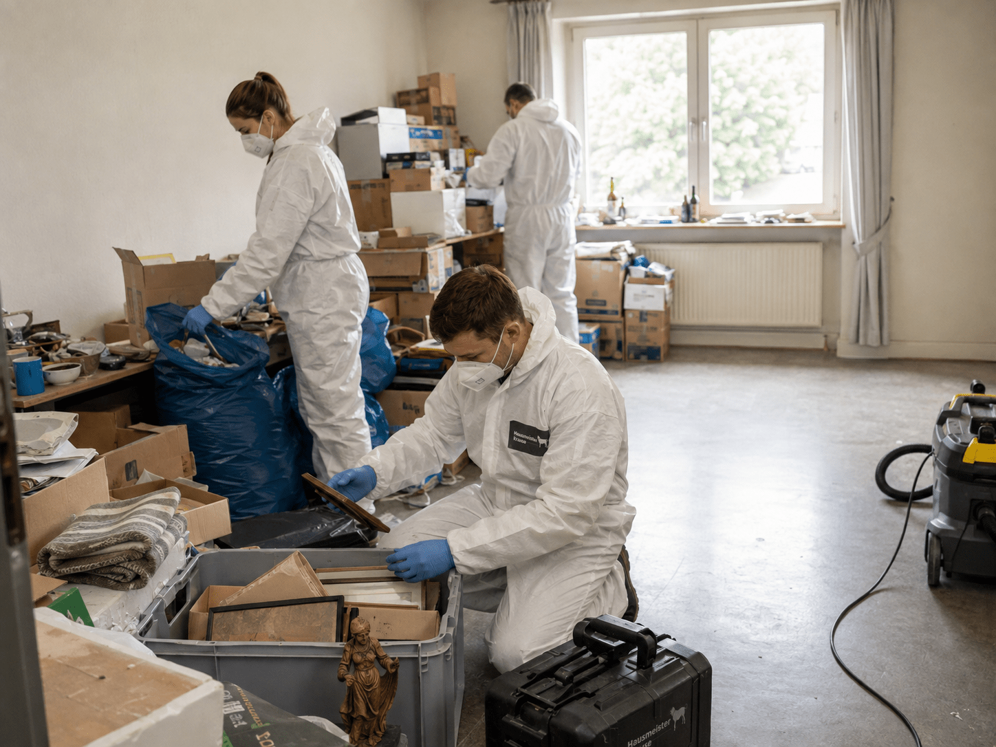 Team von Hausmeister Krause bei einer systematischen Messie-Räumung und anschließenden Reinigung