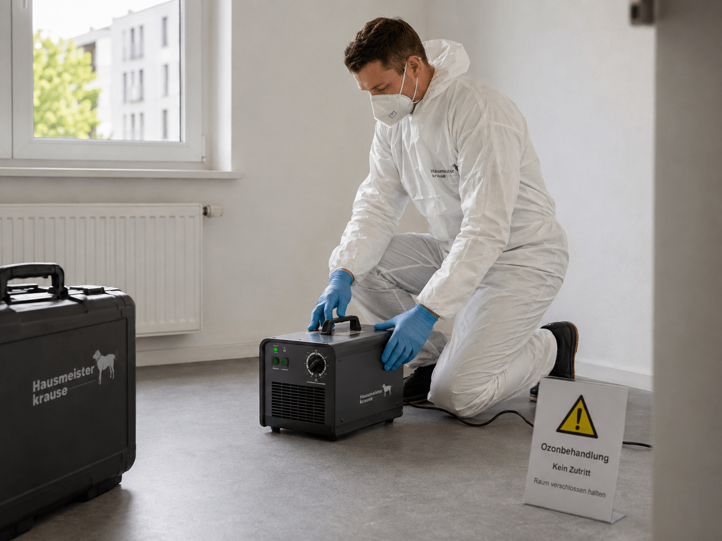 Hausmeister Krause richtet eine fachgerechte Geruchsneutralisation mit geeignetem Ozongerät ein