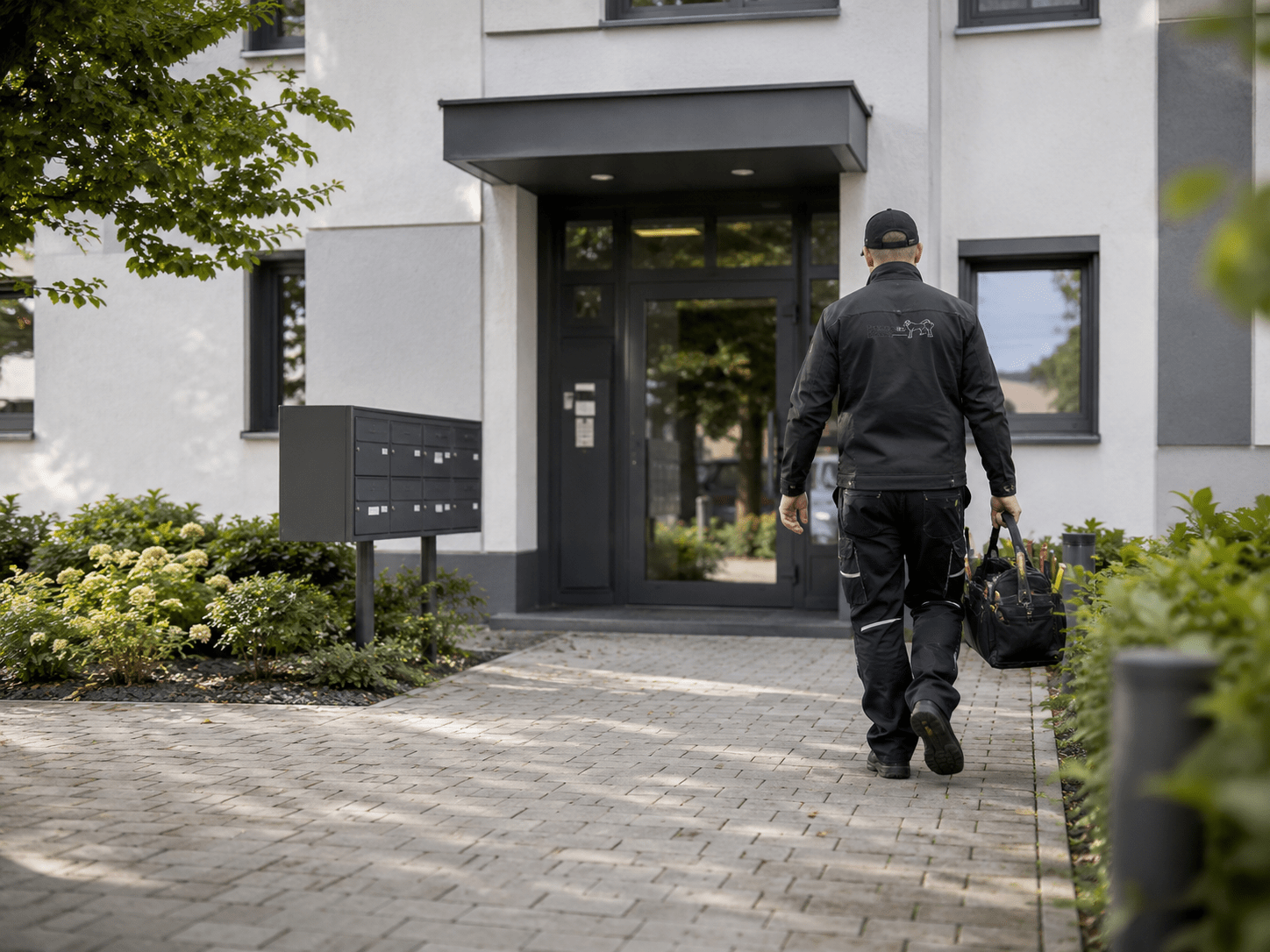 Hausmeisterservice an einer gepflegten Wohnimmobilie